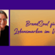 Portrait einer lächelnden Frau in warmem Licht, neben einer goldenen Hintergrundfläche mit dem Text „BrandSoul für Lebensmarken im Wandel“.